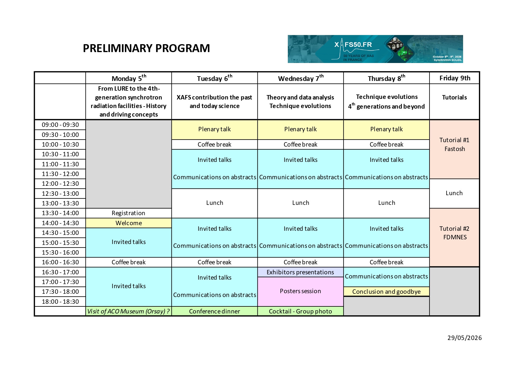 xafs50.fr preliminary programme