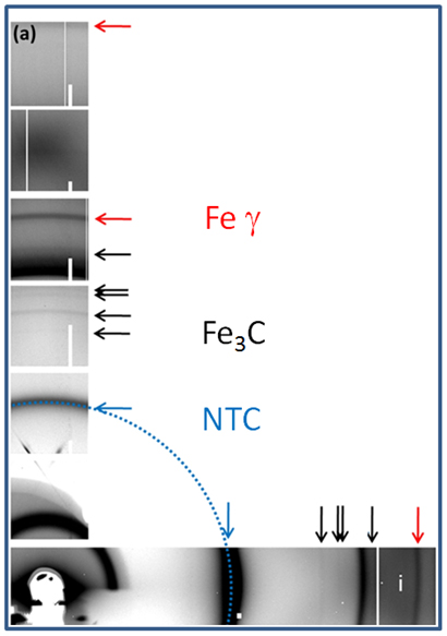 (a) Image de diffraction des rayons X réalisée in situ, à 850°C.