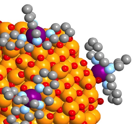Greffage de complexes du cobalt à la surface de nanoparticules d’oxyde de fer. © Laurent Lisnard